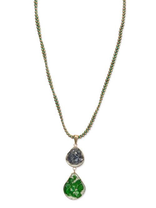 green brass studded long necklace - 9632830 - Very Small Image - 1