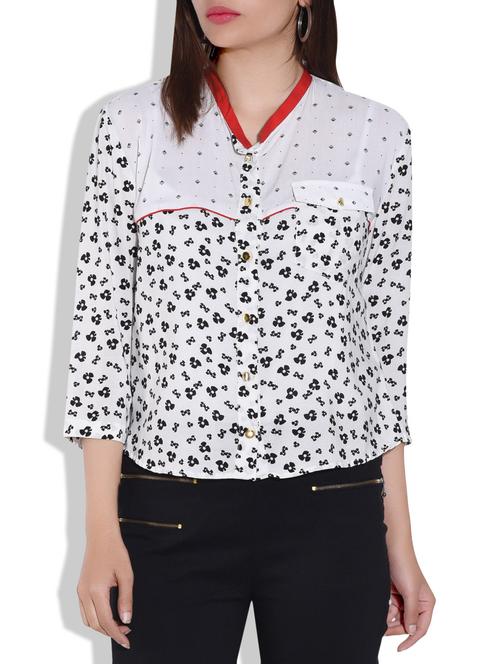 white printed cotton top - 9642783 - Very Small Image - 1