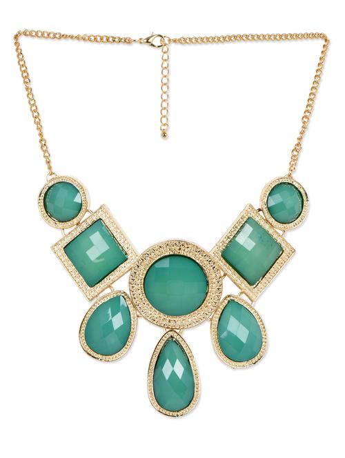 Green geometric shaped stones neckpiece - 964452 - Very Small Image - 1