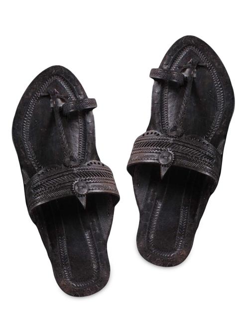 black leather kolhapuri chappal - 9646345 - Very Small Image - 1