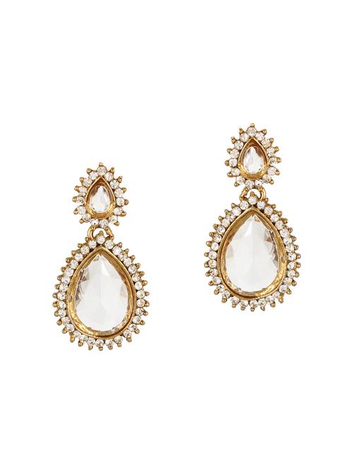white embellished drop earrings - 9649007 - Very Small Image - 1