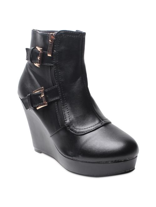 black plain  round toed boots - 9656327 - Very Small Image - 1