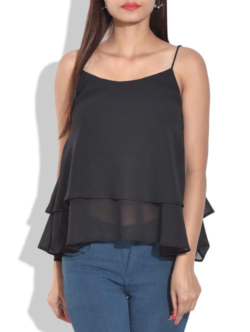 black sleeveless layered top - 9664245 - Very Small Image - 1