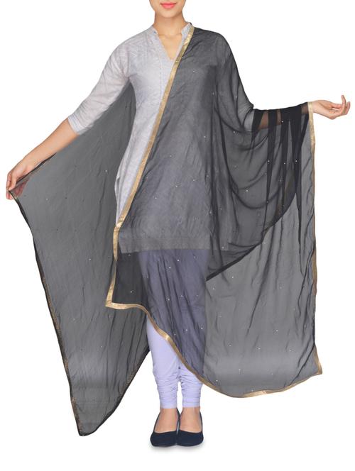 black embellished patchwork dupatta - 9680295 - Very Small Image - 1