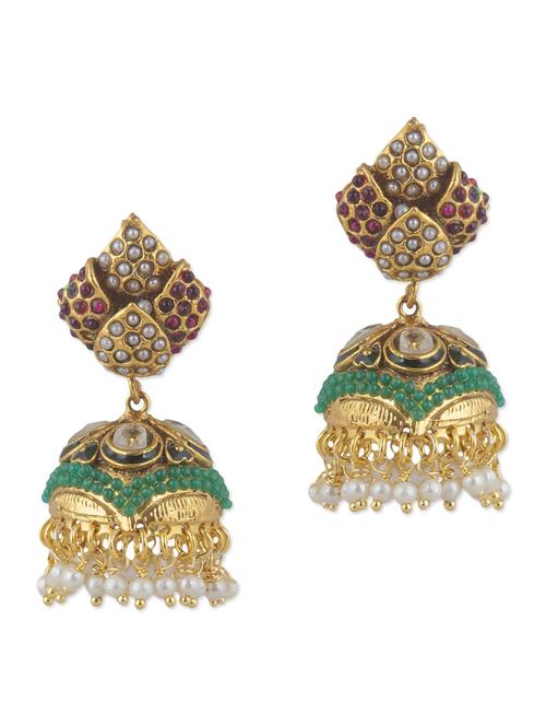 multicolored brass stonework earrings - 9683737 - Very Small Image - 1