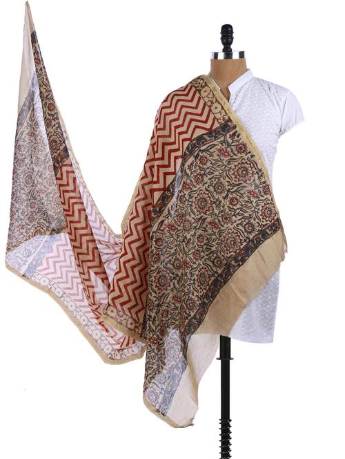 floral chevron printed maheshwari silk dupatta - 968406 - Very Small Image - 1