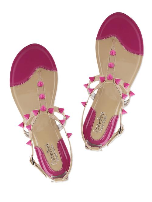 beige sandals with pink studs - 969121 - Very Small Image - 1