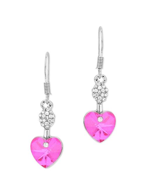 pink stone embellished silver earrings - 9693507 - Very Small Image - 1