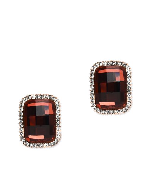 fuchsia pink crystal embellished rectangular studs - 9702094 - Very Small Image - 1