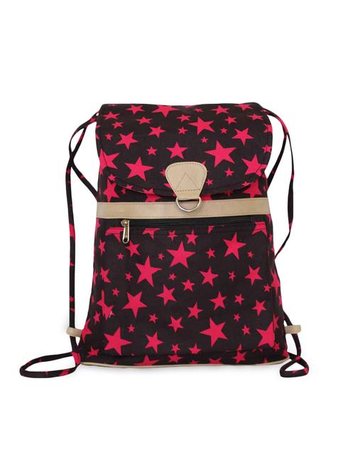 black and pink canvas printed backpack - 9704769 - Very Small Image - 1