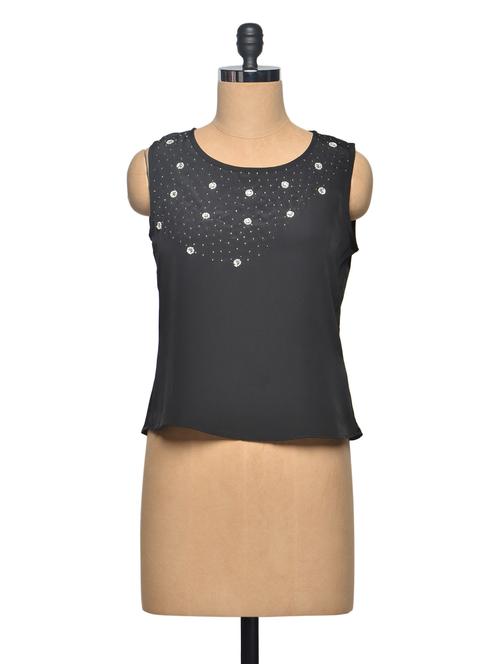 Black Round Neck Colour Top - 970692 - Very Small Image - 1