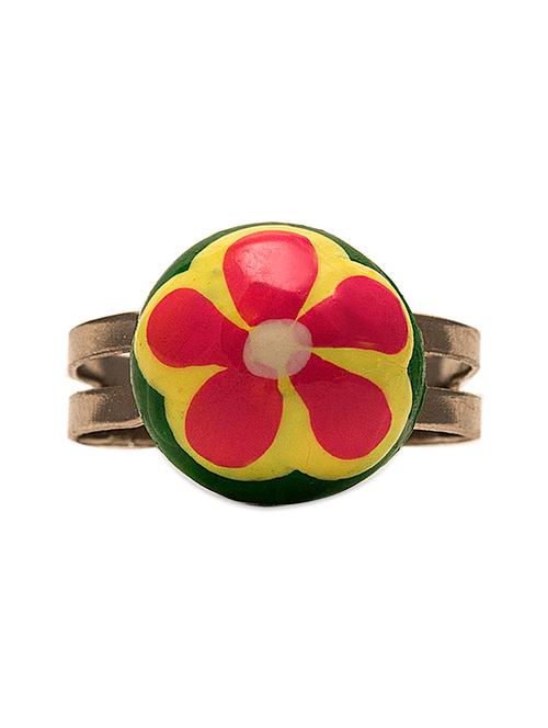multicolored floral alloy ring - 971538 - Very Small Image - 1