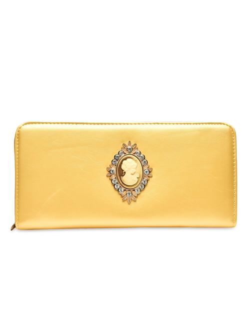 gold yellow embellished faux leather wallet - 9718091 - Very Small Image - 1
