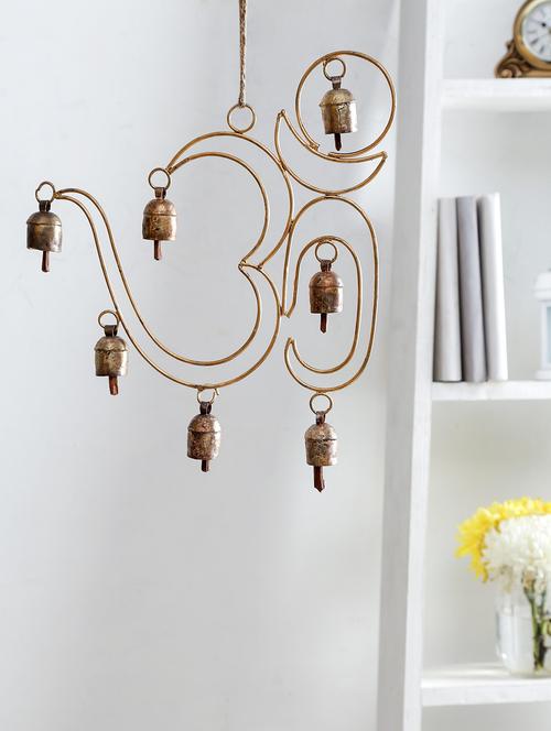 gold copper om bells wind chime - 9731886 -  Standard Image - 0