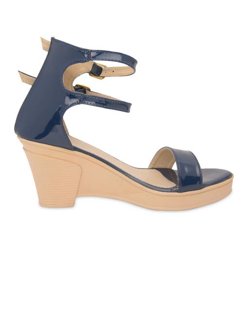 blue leatherette heel sandal - 9732877 - Very Small Image - 1