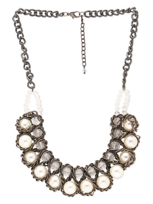 pearl trimmed black chain necklace - 9761961 - Very Small Image - 1