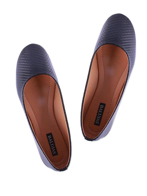 black synthetic leather textured ballerinas - 976982 - Very Small Image - 1