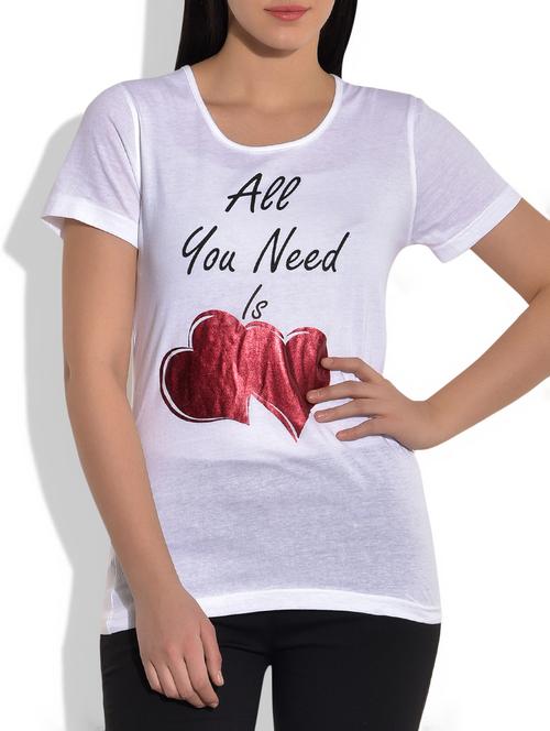 white printed knitted cotton t-shirt - 9773074 - Very Small Image - 1