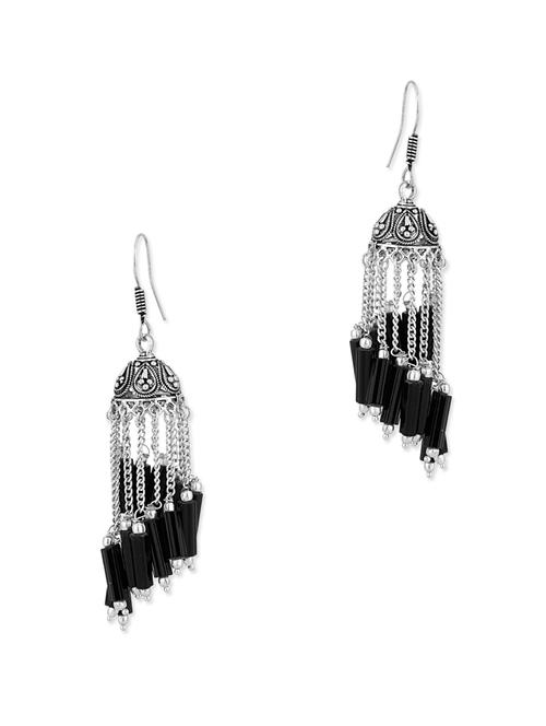 Pair Of Oxidised Jhumki Earrings With Black Beads - 979073 - Very Small Image - 1
