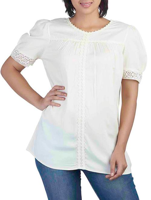 lace detail gathered yoke top - 9792175 - Very Small Image - 1