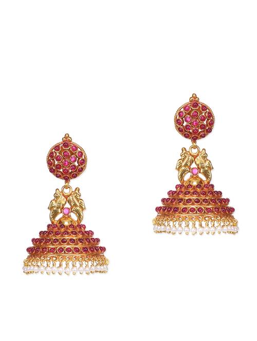 gold beads embellished jhumkas - 9795836 - Very Small Image - 1