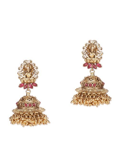 gold beads embellished jhumkas - 9795837 - Very Small Image - 1