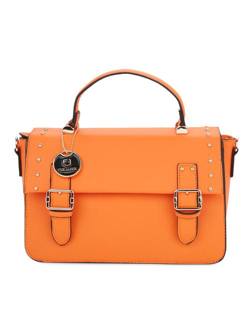 orange embellished leatherette satchel - 9819489 - Very Small Image - 1