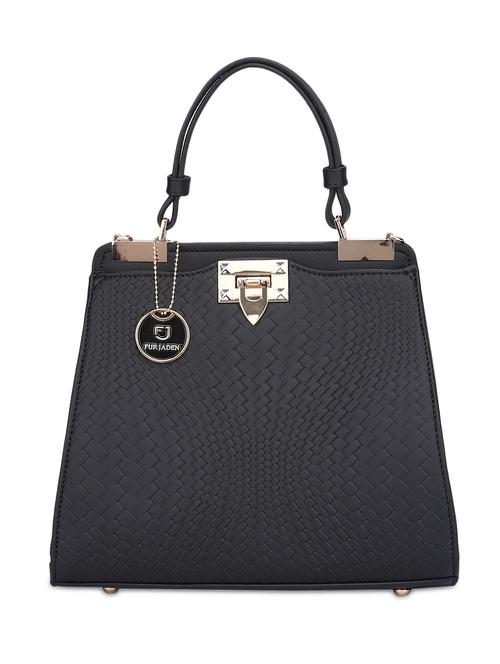 black leatherette croc-textured handbag - 9819504 - Very Small Image - 1