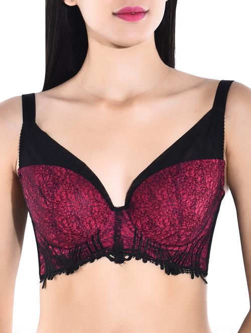 rose red 90% spandex 10% cotton bra - 9821983 - Very Small Image - 1