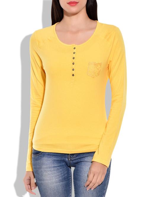 yellow viscose spandex knit tee  - 9839060 - Very Small Image - 1