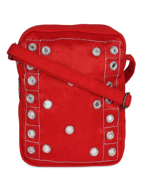 red canvas embroidered sling bag - 9840794 - Very Small Image - 1