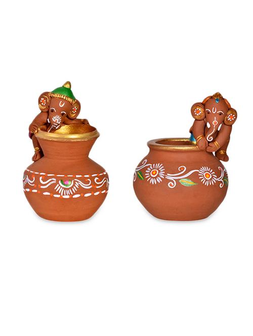 combo of terracotta handpainted baby ganesha - 984692 - Very Small Image - 1