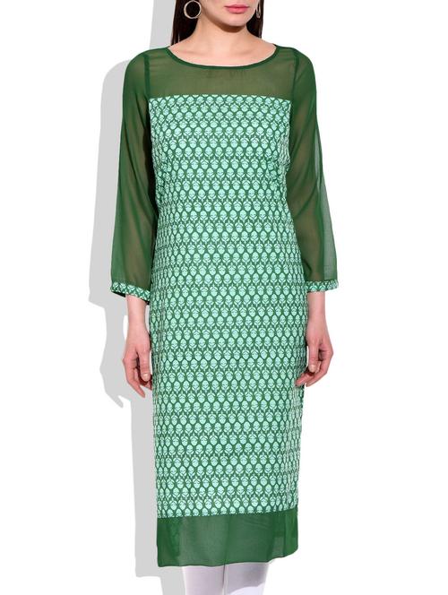 green cotton  kurta - 9871914 - Very Small Image - 1