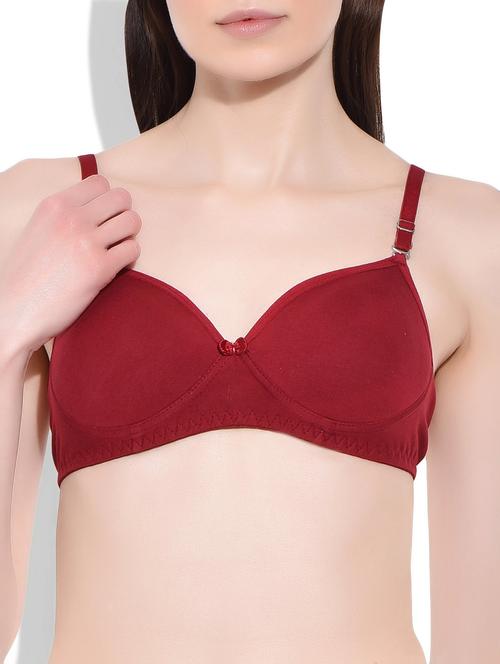 Lovinoform Maroon Color Cotton Bra - 9874421 - Very Small Image - 1