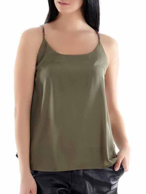 olive green racer back polyester top - 990041 - Very Small Image - 1