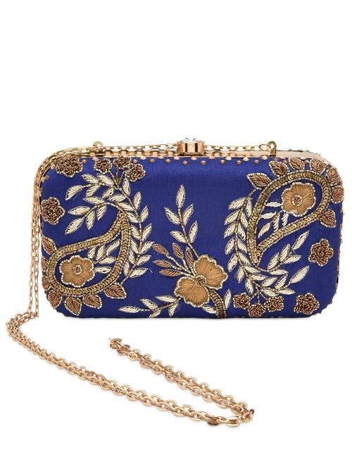 royal blue embellished box clutch - 9962619 - Very Small Image - 1
