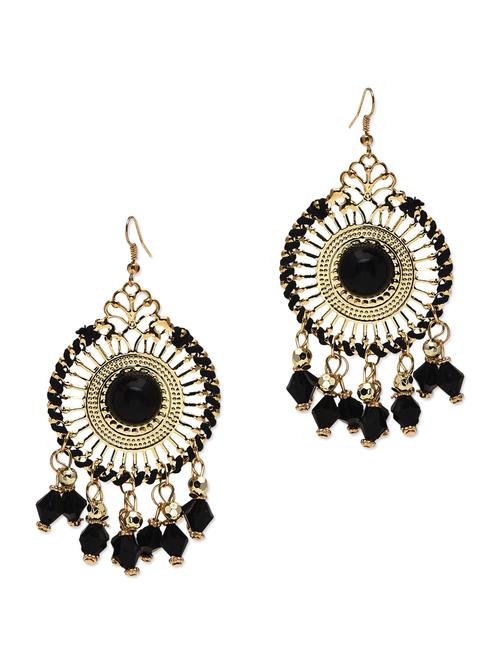 gold plated black hanging earring - 9989202 - Very Small Image - 1